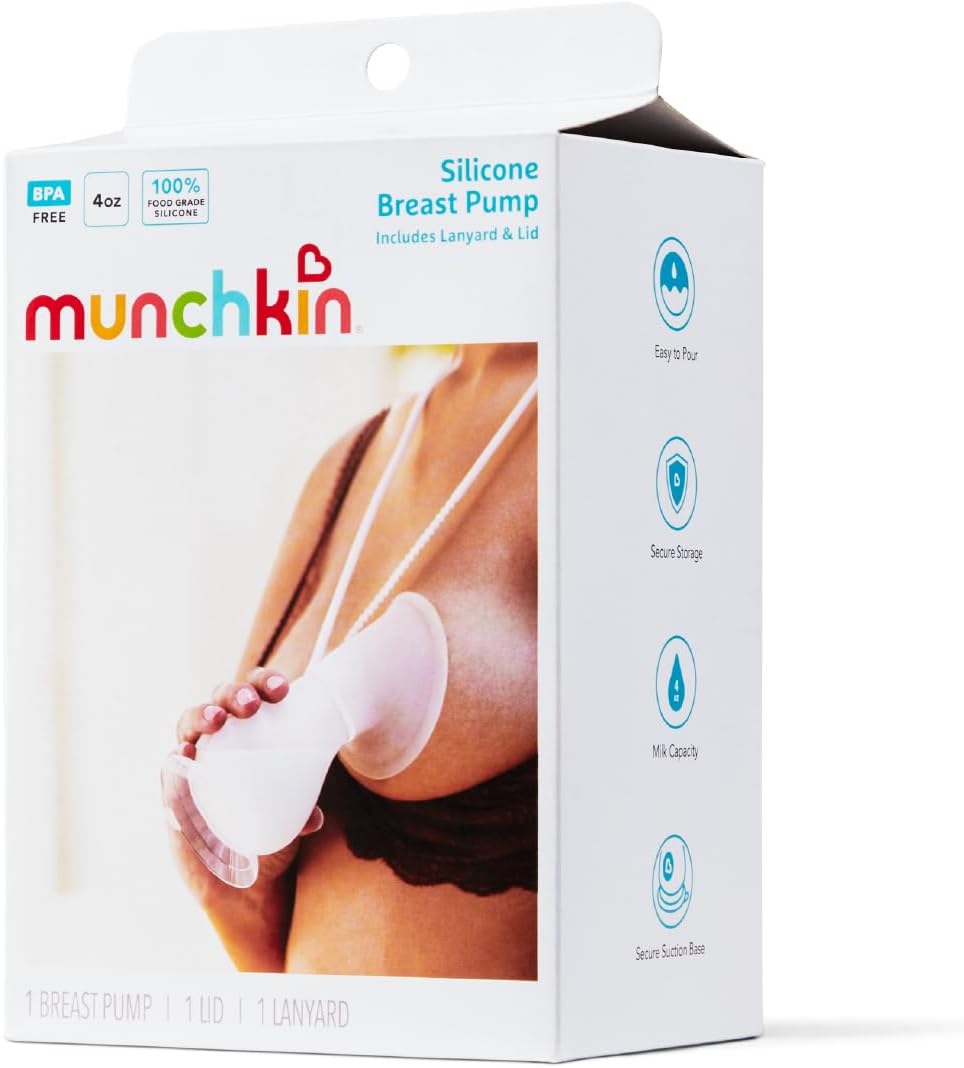 Munchkin Bomba tira-leite de silicone | Bomba manual para amamentação com capacidade para até 120 ml de leite | Design ergonômico e fácil de usar | Artigos essenciais para amamentação e bebê
