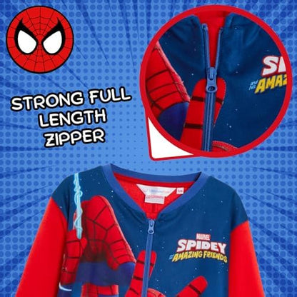 Pijama infantil de fleece com zíper do Homem-Aranha e seus Amigos Incríveis, da Marvel.