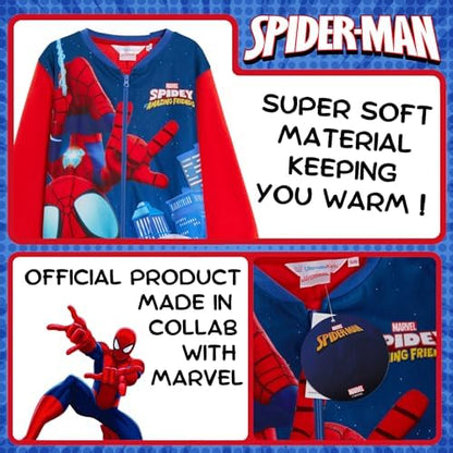 Pijama infantil de fleece com zíper do Homem-Aranha e seus Amigos Incríveis, da Marvel.