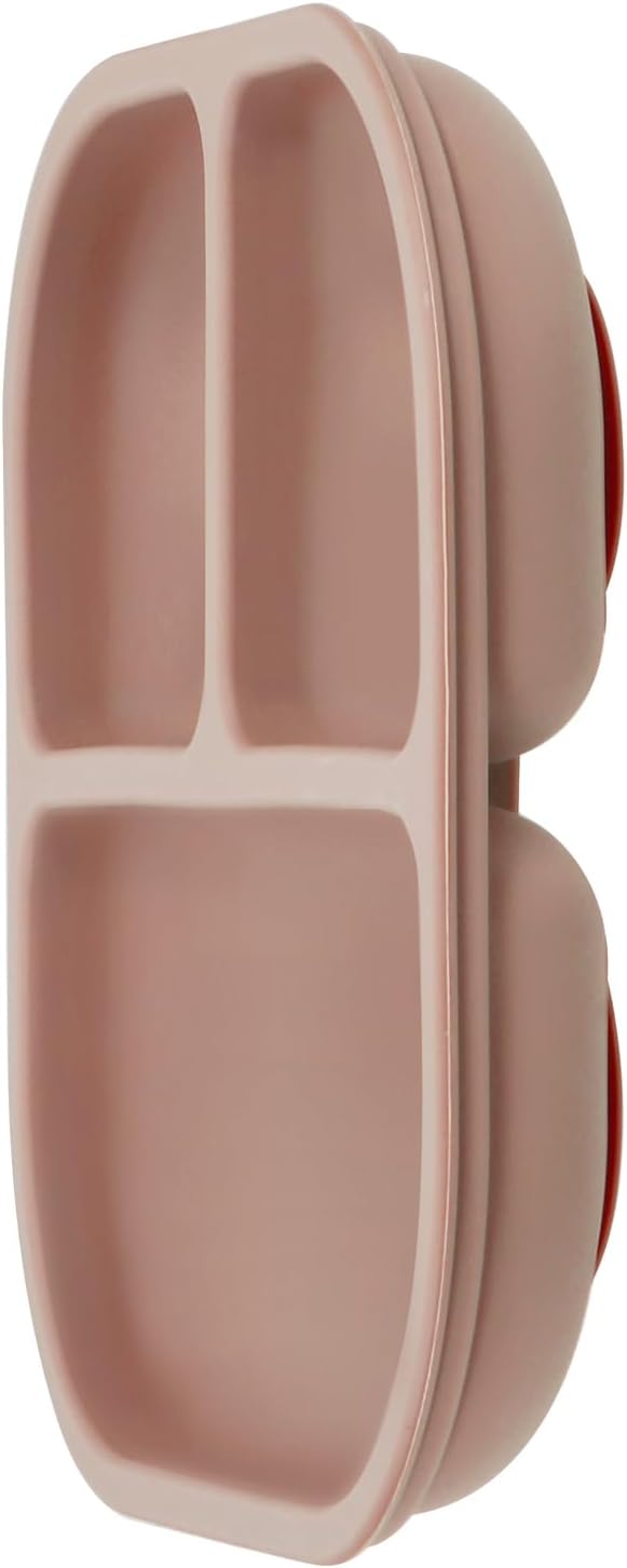 PandaEar Conjunto de 3 Pratos com Ventosa para Bebês, com Colheres, Pratos de Silicone para Crianças, Prato Dividido Inquebrável com Ventosa, Antiderrapante, Atóxico, Livre de BPA (Azul, Vermelho e Marrom)