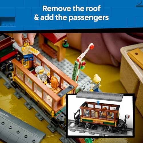 LEGO City Trem a Vapor Vintage - Kit de Modelo STEM - Conjunto com Estação, Trilhos, Controles da Cabine, Sinal de Parada e 5 Minifiguras - Presente de Aniversário para Meninos a partir de 7 Anos - 60511