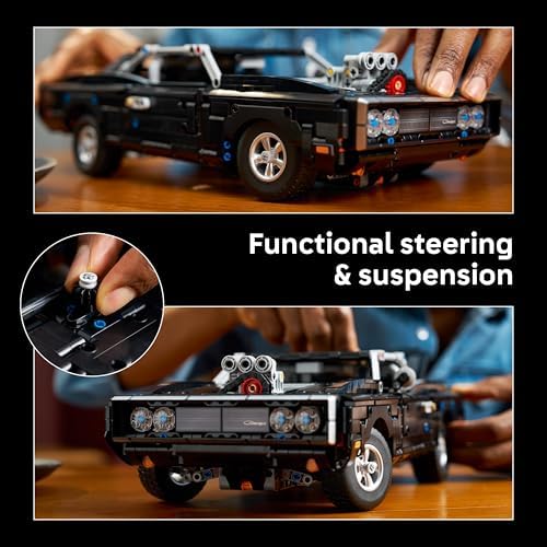 LEGO Technic Velozes e Furiosos Dodge Charger R/T - Kit de Modelo de Carro para Adultos - Conjunto STEM Colecionável com Motor V8 e Suspensão - Presente Nostálgico para Fãs do Filme - 42231