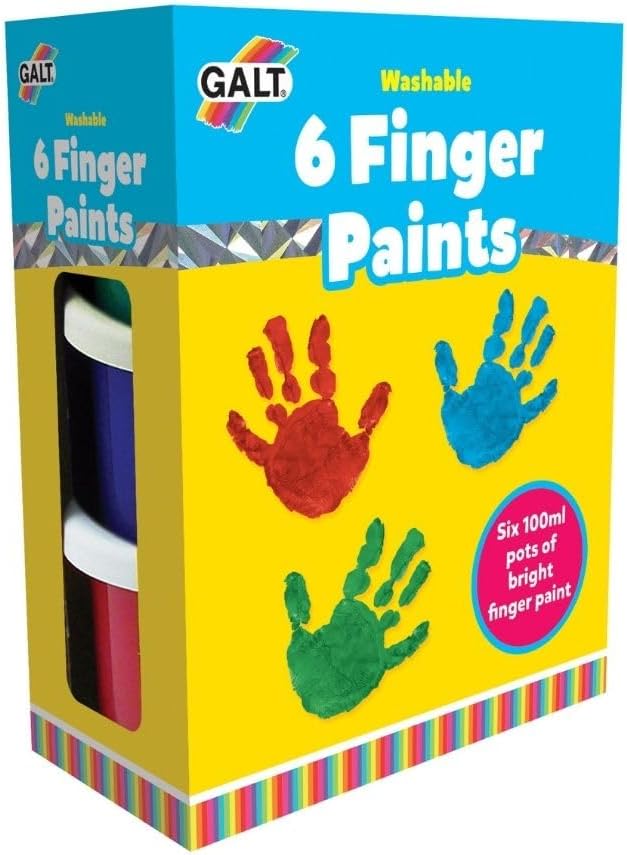 Galt Toys, 6 tintas para dedos laváveis, tintas para dedos para crianças a partir de 2 anos