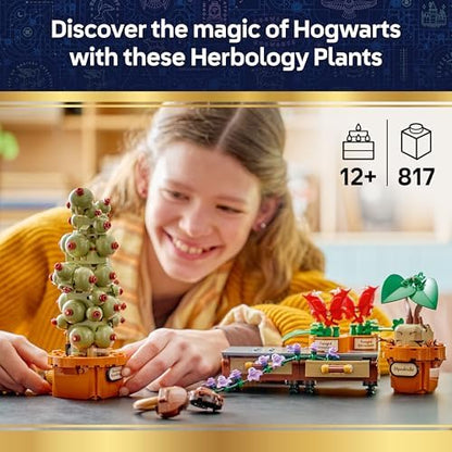 LEGO Harry Potter Hogwarts Herbologia Plantas - Brinquedo Interativo com Vasos de Plantas Artificiais com Flores - Decoração para Quarto Infantil - Presente para Fãs Adolescentes e Meninas a partir de 12 Anos - 76474