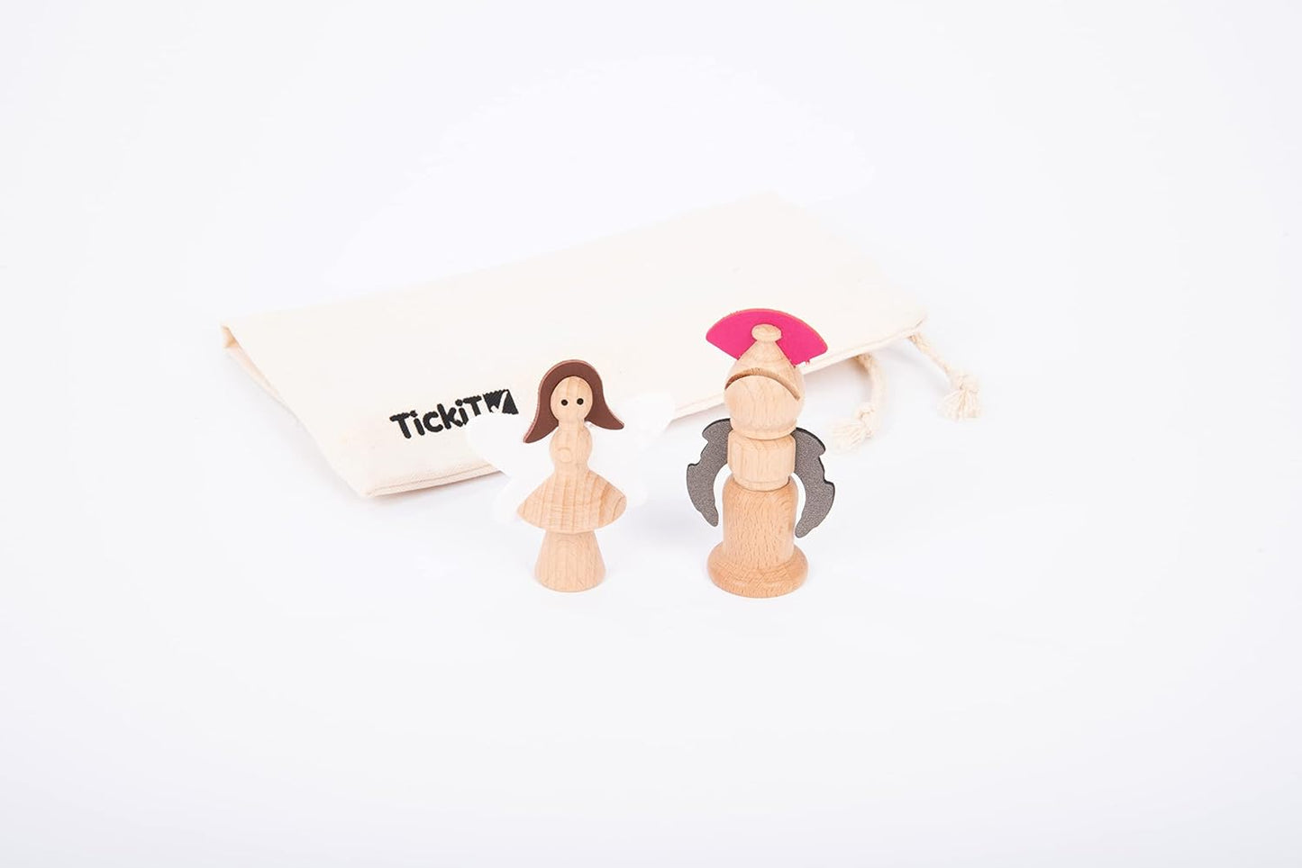 Conjunto de Figuras Encantadas de Madeira TickiT – 10 Personagens de Contos de Fadas para Brincadeiras Imaginativas, Miniaturas e Contação de Histórias, Marrom ou em Tons de Madeira