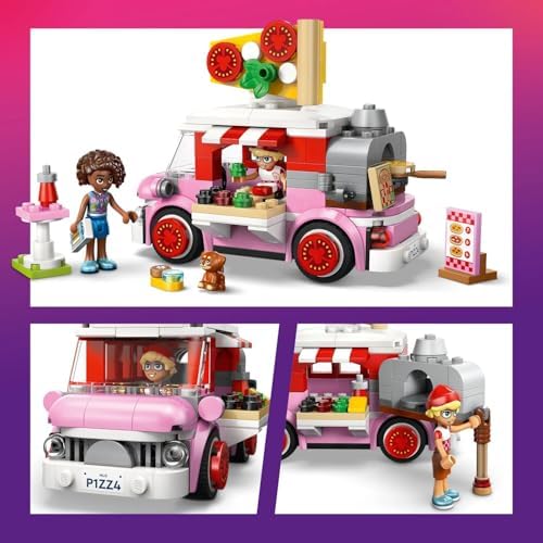 Caminhão de Pizza LEGO Friends - Conjunto de Interpretação de Papéis com 2 Mini Bonecas, Figura de Cachorro e Acessórios de Comida de Brinquedo - Ideia de Presente de Aniversário para Meninas a partir de 6 Anos - 42694
