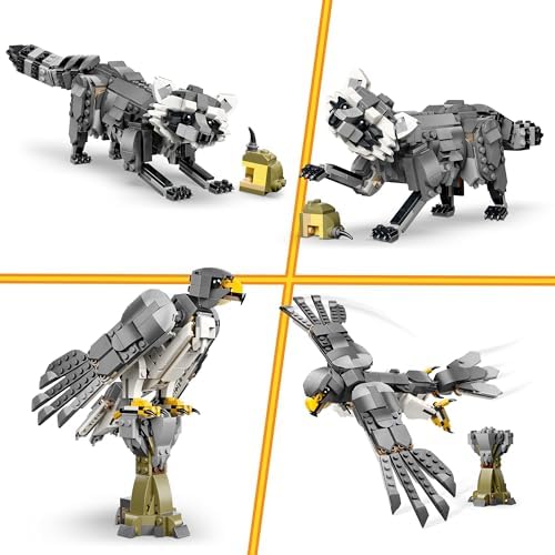 LEGO Creator 3 em 1 Animais da Floresta: Lobo Cinzento de Brinquedo - Figura de Animal que se Transforma em Falcão ou Guaxinim - Ideia de Decoração DIY para o Quarto - Presente de Aniversário para Meninas e Meninos a partir de 8 Anos - 31393