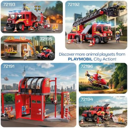 Playmobil | City Action | Caminhão de Bombeiros com Escada | Veículo de Emergência com Escada de 63 cm, Luz e Som, Equipamento de Resgate e Muitos Acessórios | Para Crianças a Partir de 4 Anos | 72192