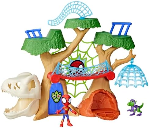 Homem-Aranha e seus amigos incríveis - Conjunto de brinquedo Casa na Árvore Dino-Webs da Marvel - Super-heróis