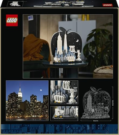 LEGO Architecture Nova Iorque – A Grande Maçã - Kit de Modelo em Miniatura para Adultos - Decoração de Prateleira 3D com Pontos Turísticos, incluindo Empire State Building e Ponte do Brooklyn - Ideia de Presente DIY - 21066