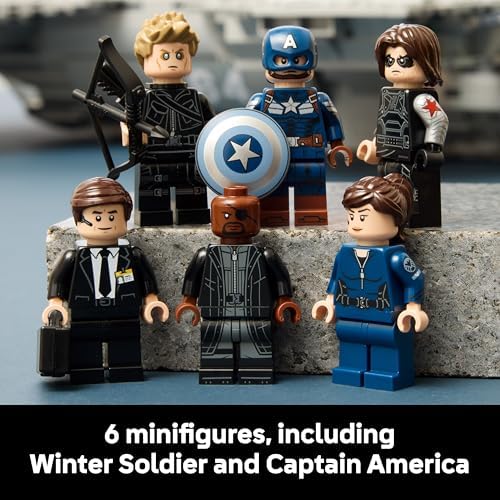 LEGO ǀ Marvel S.H.I.E.L.D. Helicarrier - Kit de Modelo de Porta-Aviões para Adultos - 6 Minifiguras incluindo Capitão América e Nick Fury - Decoração de Prateleira DIY - Presente dos Vingadores para Fãs - 76354
