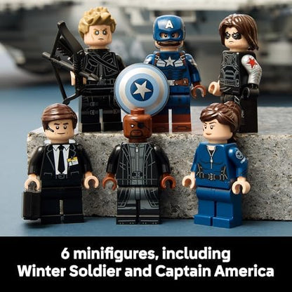 LEGO ǀ Marvel S.H.I.E.L.D. Helicarrier - Kit de Modelo de Porta-Aviões para Adultos - 6 Minifiguras incluindo Capitão América e Nick Fury - Decoração de Prateleira DIY - Presente dos Vingadores para Fãs - 76354