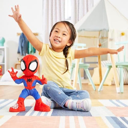 Homem-Aranha e seus Incríveis Amigos Marvel Dança e Rasteja - Brinquedo de Pelúcia Interativo com Sons, Brinquedo Falante do Homem-Aranha para Crianças