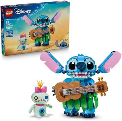 LEGO | Disney Stitch & Scrump Brinquedo - 2 Figuras com Acessórios, incluindo um Ukulele para Decoração de Quarto Infantil - Ideia de Presente de Aniversário para Meninas e Meninos a partir de 9 Anos e Fãs do Filme - 43296