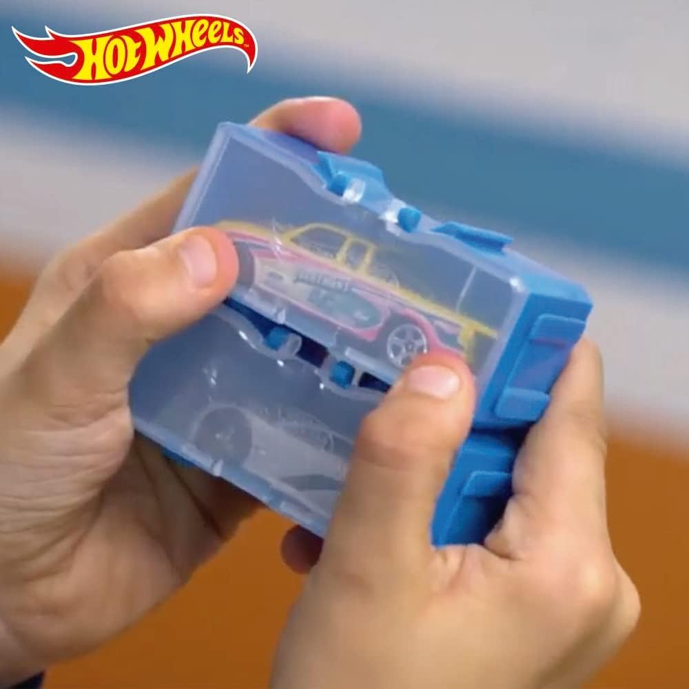 Hot Wheels Estojo para carrinhos Multibrick | Armazena até 28 carrinhos | Conecta-se às pistas | Brinque e construa, multicolorido (HWCC8C) - Inclui alça para transporte