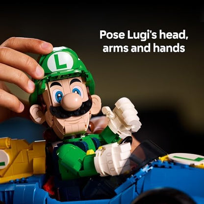 LEGO Mario Kart – Luigi e Mach 8 - Kit de Modelo de Carro e Figura de Personagem da Nintendo para Adultos - Produto Colecionável de Jogos - Ideia de Presente para Fãs - 72050