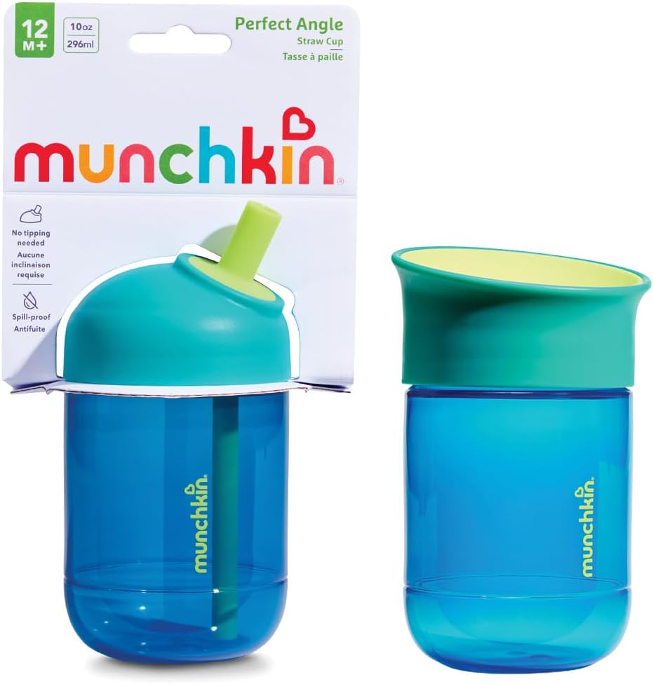 Munchkin Kit com 2 Copos Copo com Canudo Perfect Angle e Copo Miracle | Azul-escuro