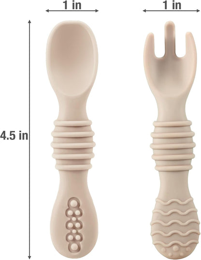 PandaEar Conjunto de 6 colheres e garfos de silicone para bebês, colheres para alimentação assistida, talheres para bebês de 4 a 6+ meses, colheres e garfos para alimentação infantil, livres de BPA, primeira fase.