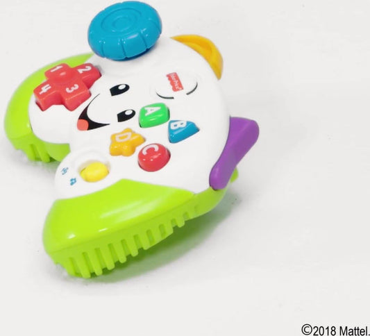 Fisher-Price Controle de jogo educativo e divertido para bebês e crianças pequenas, videogame de brinquedo com música e luz para bebês a partir de 6 meses, versão multilíngue.
