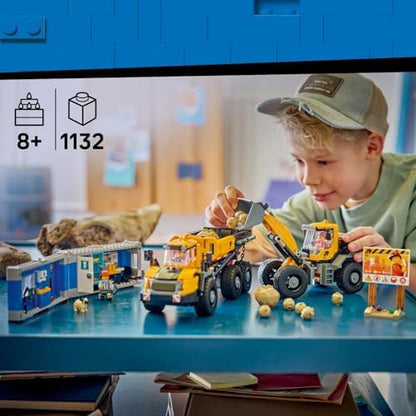 LEGO City Caminhão Basculante e Pá Carregadeira - Veículos de Construção com Funções Interativas e 3 Minifiguras - Presente de Aniversário STEM para Meninos a partir de 8 Anos - 60494
