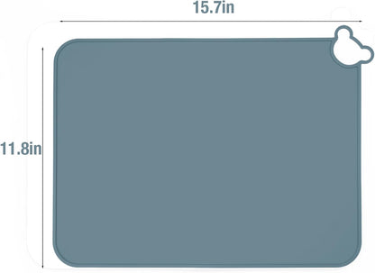 PandaEar Conjunto de 2 jogos americanos de silicone para crianças, jogos americanos para bebês, laváveis, antiderrapantes, tapete portátil para amassar, ideal para mesas de jantar e restaurantes - Azul e Marrom