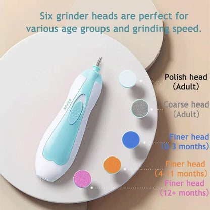 PandaEar Aparador de Unhas Elétrico para Bebês, Kit com 6 Lixas de Reposição Extras (Azul)