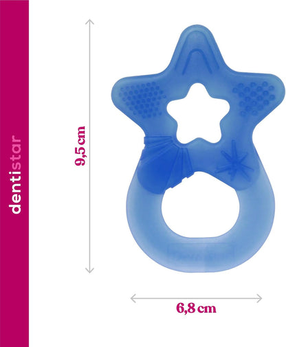 Dentistar Star Teether Pacote de 2, brinquedo de dentição para bebês com mais de 3 meses, anel de dentição de bebê de silicone macio para alívio da dor nos dentes e gengivas