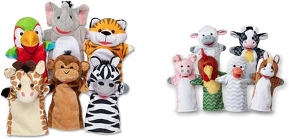 Melissa e Doug Fantoches de mão Safari Friends | Fantoches e Teatros | Fantoches de mão de brinquedo de pelúcia | Brinquedo macio | 3+ | Presente para menino ou menina, multicolorido