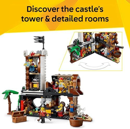 LEGO Creator 3 em 1 Navio Pirata Icônico - Kit de Modelo que se Transforma em um Castelo ou 2 Barcos Gêmeos - Ideia de Decoração para Quarto Infantil - Presente de Aniversário para Meninos e Meninas a partir de 9 Anos - 31387