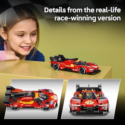 LEGO Speed Champions Ferrari 499P Carro de Corrida - Kit de Modelo STEM com Minifigura Colecionável de Piloto - Presente de Produto de Automobilismo para Meninos e Fãs a partir de 9 Anos - 77261