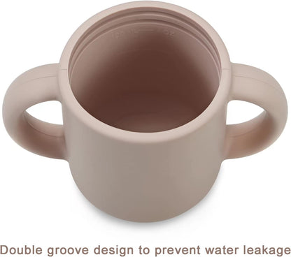 PandaEar Copo de treinamento para beber, 100% silicone, com canudo, para bebês e crianças pequenas (rosa)