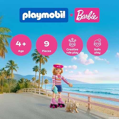 Playmobil | Barbie x Malibu | Conjunto de Patinação com a Cadelinha Taffy e Tênis Conversíveis | Para crianças a partir de 4 anos | 72126