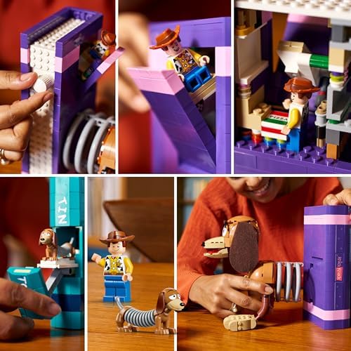 LEGO | Disney Pixar Toy Story Slinky Dog - Conjunto de Construção Decorativo para Estante de Livros para Adultos - Inclui Minifigura do Woody e Figura de Dachshund - Presente Nostálgico para Fãs - 43301