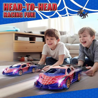Carro-aranha de controle remoto 1:18 com luzes piscantes, carros de drift RC de 2,4 GHz, brinquedos de aranha, presente de aniversário para meninos de 3 a 10 anos.