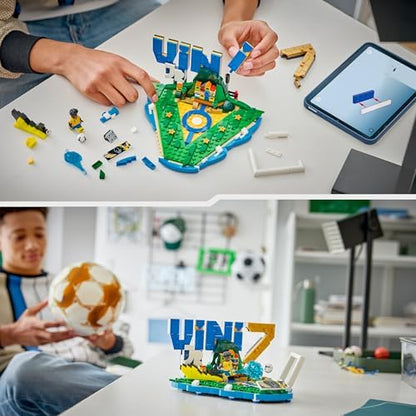 LEGO Editions Vini Jr. – Brinquedo de Destaques do Futebol - Kit de Modelo 3D para Exibição com Minifigura Colecionável - Decoração para Quarto Infantil - Presente para Meninos e Meninas a partir de 10 Anos e Fãs de Esportes Adultos - 43027