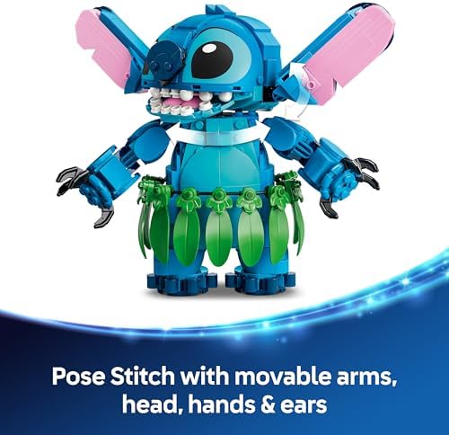 LEGO | Disney Stitch & Scrump Brinquedo - 2 Figuras com Acessórios, incluindo um Ukulele para Decoração de Quarto Infantil - Ideia de Presente de Aniversário para Meninas e Meninos a partir de 9 Anos e Fãs do Filme - 43296