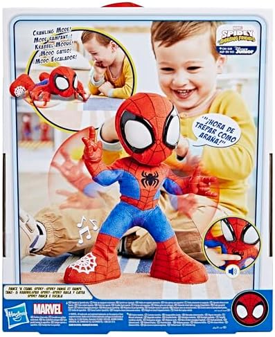 Homem-Aranha e seus Amigos Incríveis F6722 Marvel Homem-Aranha Dançando e Gatinho Brinquedo de Pelúcia Interativo Versão Espanhola