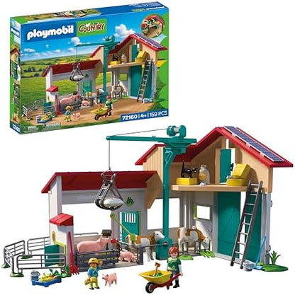 Playmobil | Country | Fazenda Grande | Conjunto com Guindaste de Carga, Estábulos, Muitos Animais e Diversos Acessórios | Para Crianças a partir de 4 Anos | 72160