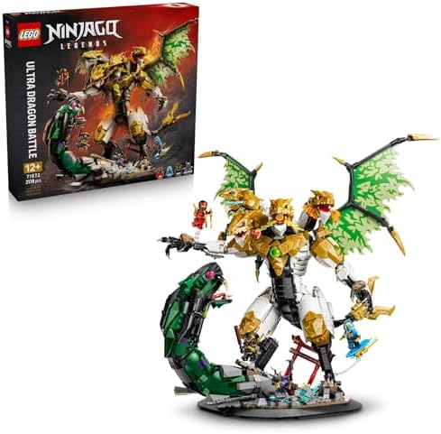 LEGO NINJAGO Ultra Dragon Battle Brinquedo - Figura de Ação de 4 Cabeças, Cobra e 4 Minifiguras com Katanas - Decoração para Quarto Infantil - Presente de Aniversário para Meninos a partir de 12 Anos e Fãs Adolescentes - 71872
