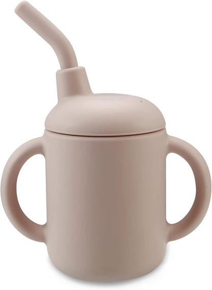 PandaEar Copo de treinamento para beber, 100% silicone, com canudo, para bebês e crianças pequenas (rosa)