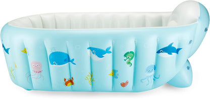 PandaEar Banheira inflável para bebês com bomba de ar, banheira portátil para crianças pequenas, banheira dobrável antiderrapante para bebês, mini piscina inflável para bebês recém-nascidos (mar)