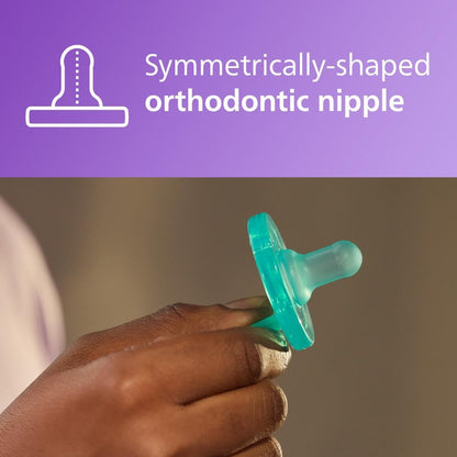 Philips Avent Chupetas ortodônticas para bebês Philips Soothie de 0 a 3 meses, chupetas 100% silicone, peça única, sem BPA, verde, pacote com 4, modelo SCF190/41