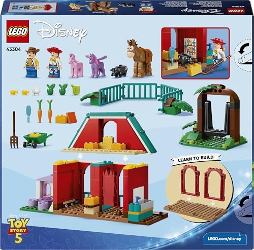 LEGO | Disney Pixar Rancho de Cavalos do Blaze - Inclui minifiguras do Woody e da Jessie, além de 2 cavalos, um pégaso e um porco - Presente para meninas e meninos a partir de 4 anos e fãs de Toy Story 5 - 43304