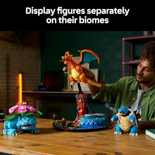 LEGO Pokémon Venusaur, Charizard e Blastoise - Kit de Modelo 3D para Adultos - 3 Figuras de Anime para Decoração de Quarto ou Mesa - Presente Colecionável para Fãs de Jogos - 72153