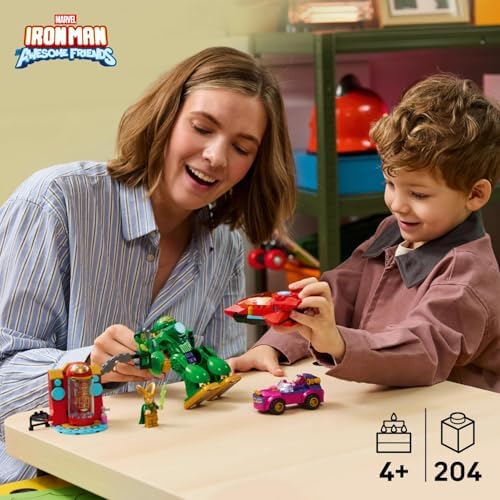 LEGO | Marvel Loki vs. Equipe Homem de Ferro - Brinquedo de Super-Herói com Carro, Avião, Robô e 4 Minifiguras - Presente para Meninos a partir de 4 Anos e Fãs da Série Homem de Ferro e Seus Incríveis Amigos - 11211