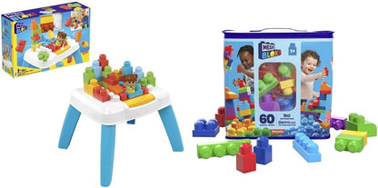 MEGA Conjunto de construção de mesa Bloks Build 'N Tumble com 2 recursos de queda, 23 blocos de construção grandes e 1 figura de amigos de bloco, conjunto de presente de brinquedo para idades de 1 e acima e conjunto