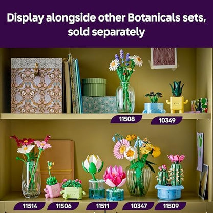 LEGO Botanicals Cosmos Flowers - Buquê de flores artificiais com 3 cosmos artificiais e 2 hastes de capim-fonte - Decoração DIY para quarto infantil - Presente de aniversário para meninas a partir de 9 anos e adultos - 11514