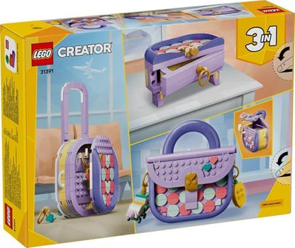 LEGO Creator Bolsa de Arte e Moda 3 em 1 com Brinquedo de Armazenamento - Kit de Modelo que se Transforma em Mala ou Caixa de Armazenamento - Decoração DIY para Quarto Infantil - Presente de Aniversário para Meninas e Meninos a partir de 8 Anos - 31391