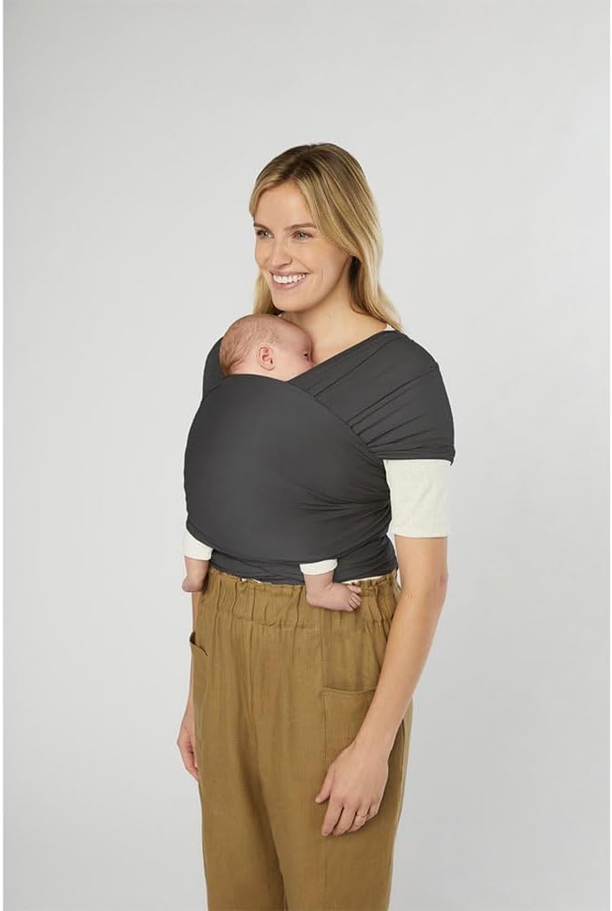 Ergobaby Canguru para bebês desde o nascimento até 11,3 kg, modelo Aura Knit, feito com tecidos reciclados, elástico e respirável, unissex, preto macio.