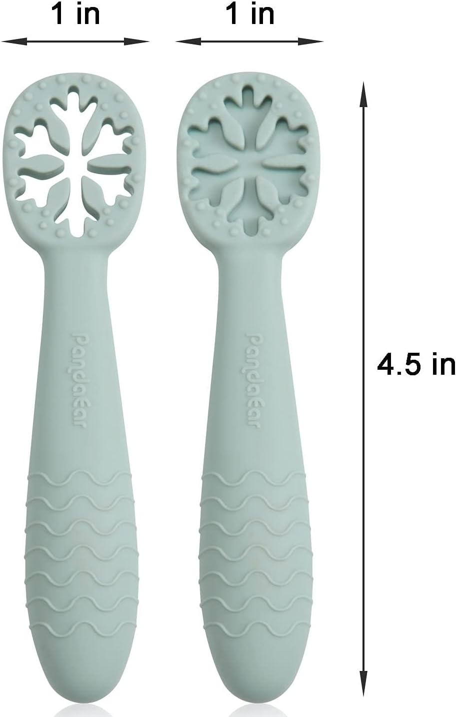 PandaEar Conjunto de 4 Colheres para Bebê com Design de Floco de Neve | Utensílio de Silicone Livre de BPA para Autoalimentação | Introdução Alimentar Participativa | Ideal para a Fase de Dentição |